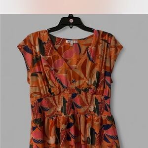 DR2 Women's Orange and Pink Floral Blouse